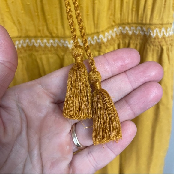 Old Navy women’s XS sleeveless tiered maxi dress yellow mustard boho pockets - Picture 5 of 12